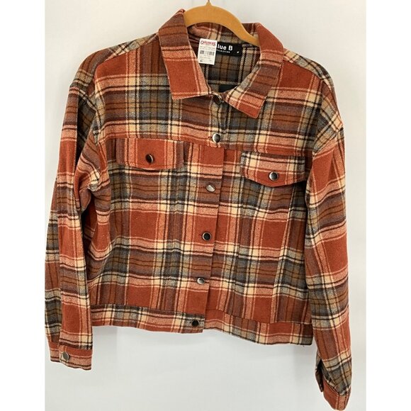 Blue B Collection Women's Plaid Rust Shacket Medium 100% Polyester - Picture 5 of 9